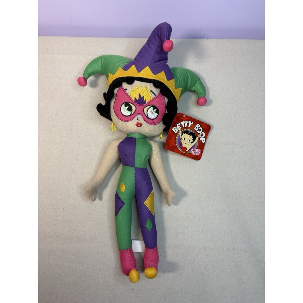 2012 Betty Boop Jester Doll Sugar Loaf Plush Stuffed Green Mardi Gras